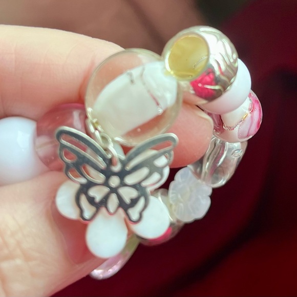 Bracelets, 3 elastic white 2 bead 1 glass - jewelry - Picture 7 of 16